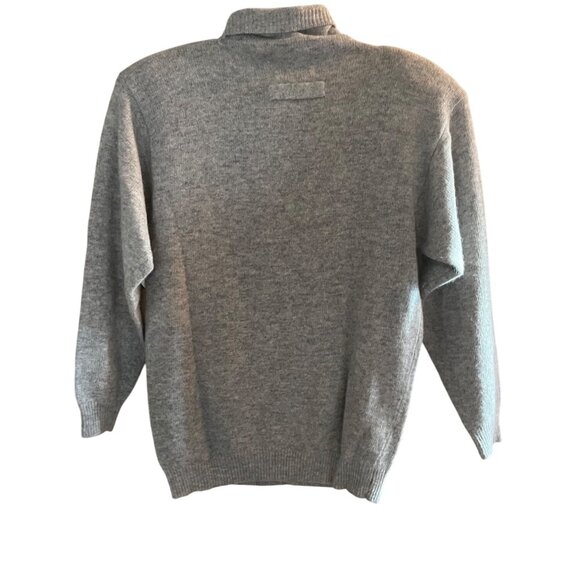 Amanda Smith S Gray lambsWool-Blend Sweater Button-Up Collar & Pocket Womens - Picture 2 of 12